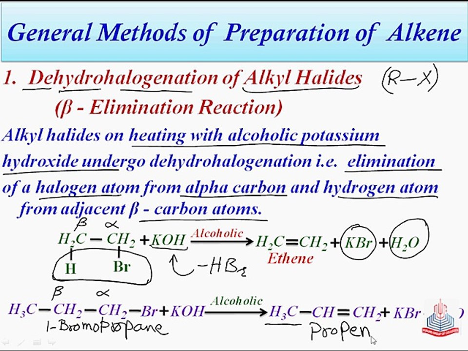 General Methods Of Preparation Of Alkene From Dehydrohalogenation Of