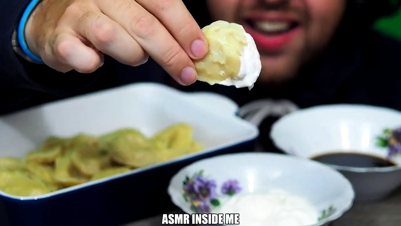 Asmr Potato Dumplings Sour Cream Soy Sauce Eating Sound No