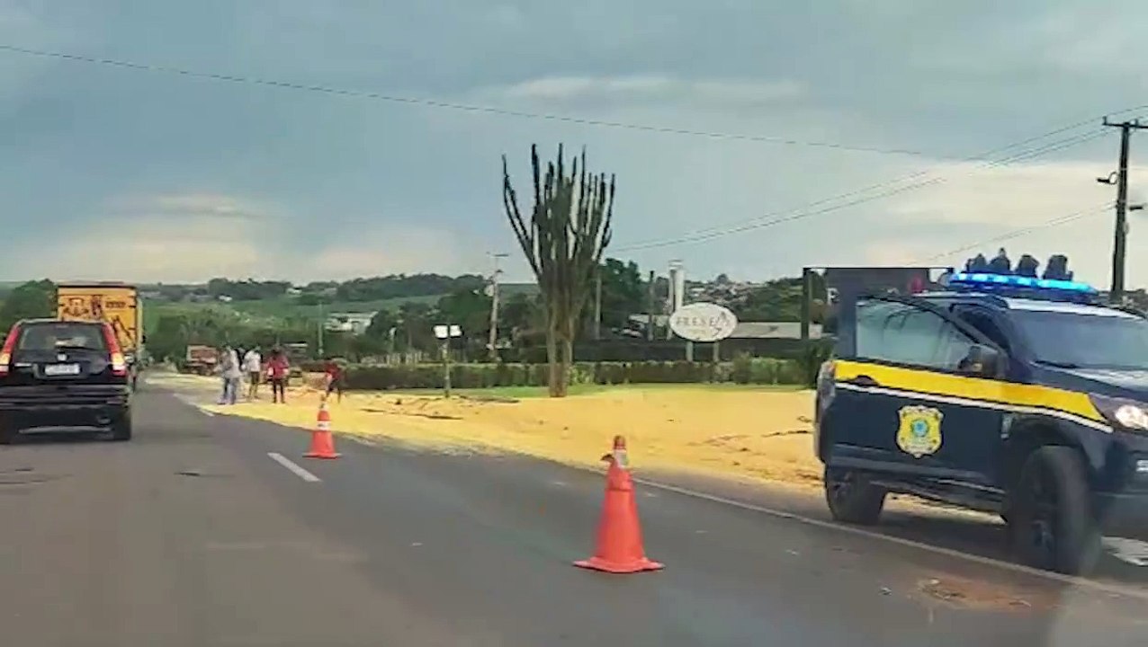 Semirreboque Carregado Milho Tomba Na Rodovia Br Em Toledo