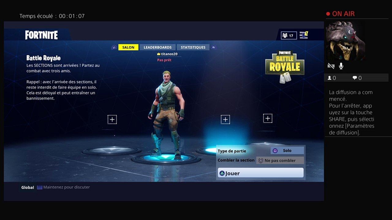 J'essaie de faire top 1 sur fortnite