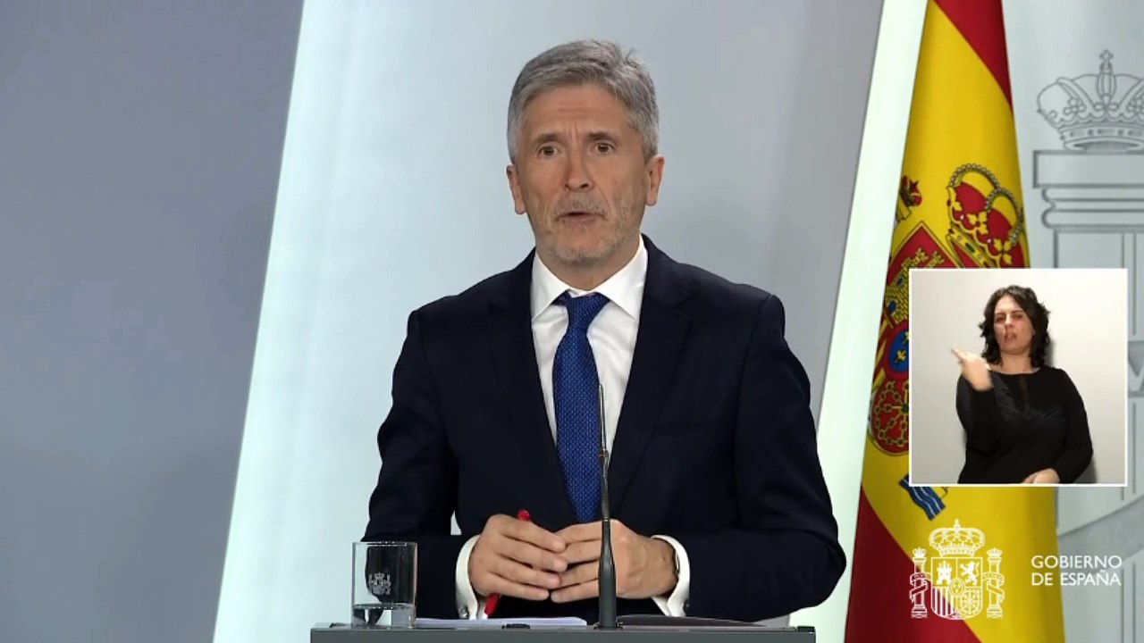 Rueda de prensa telemática del ministro del Interior, Fernando Grande-Marlaska, y del ministro de Justicia, Juan Carlos Campo