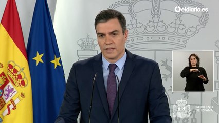 Rueda de prensa de Pedro Sánchez desde el Palacio de la Moncloa