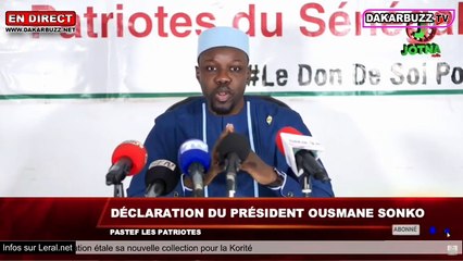 En DIrect -  Le Président de Pastef Ousmane Sonko  s'adresser aux sénégalais