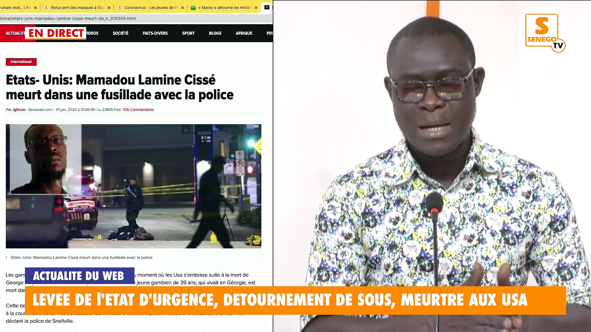 Direct: Feuss-Net : Levée de l'état d'urgence, détournement de sous, meurtre aux USA...