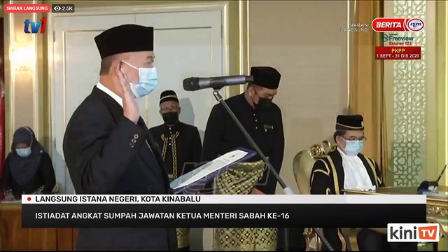 LIVE: Bersatu’s Hajiji Noor sworn in as Sabah Chief Minister