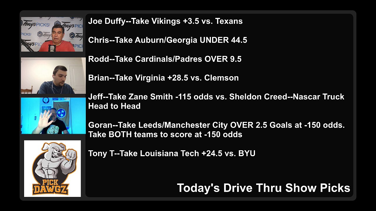 Drive Thru Show NFL Picks MLB Picks NBA Picks College Football Picks Friday 10-2-2020