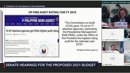 Download Video: ICYMI: Senate budget hearing for Office of the President for 2021 fiscal year