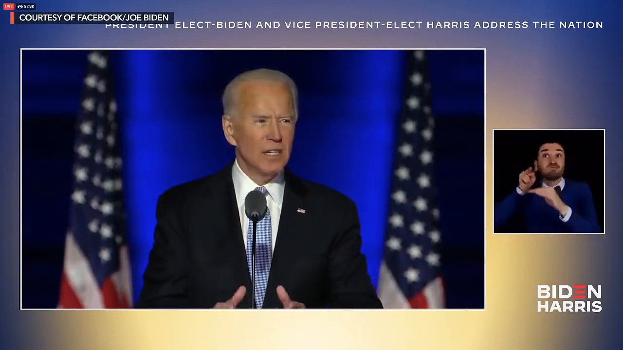 US President-elect Joe Biden's victory speech