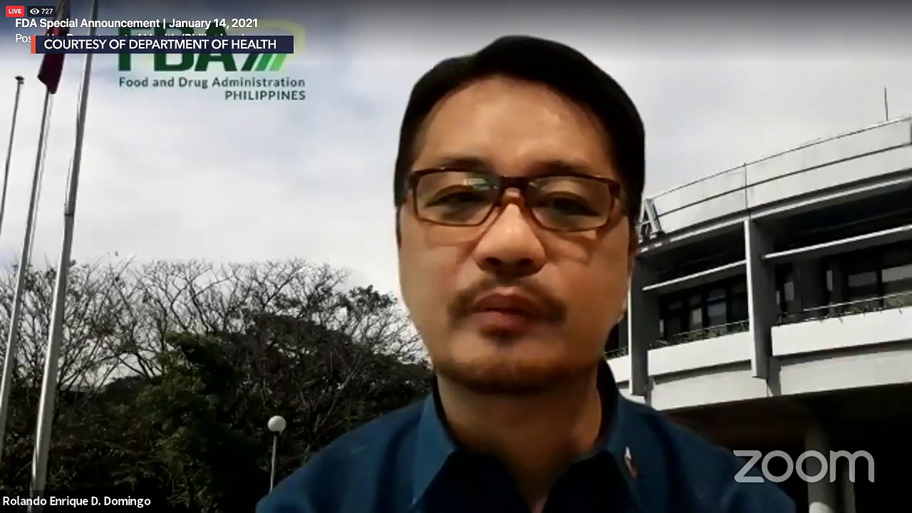 Announcement from FDA Director General Rolando Domingo