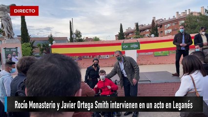 Rocío Monasterio y Javier Ortega Smith intervienen en un acto en Leganés