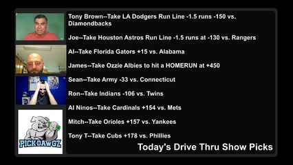 Live Free Picks Drive Thru Show MLB NCAAF Picks 9-15-2021