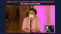 Robredo-Pangilinan tandem’s press conference on 2022 elections