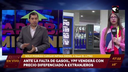 Ante la falta de gasoil, YPF venderá con precio diferenciado a extranjeros