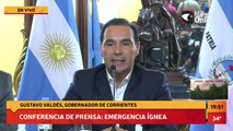 EN VIVO | Conferencia de prensa del gobernador de Corrientes Gustavo Valdez, emergencia ígnea