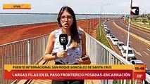 Puente Internacional San Roque de Santa Cruz | Larga fila de autos para pasar de Posadas a Encarnación