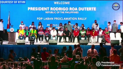 Descargar video: President Rodrigo Roa Duterte joins the officials and members of the National Task Force and Regional Task Force to End Local Communist Armed Conflict (NTF-RTF-ELCAC) & PDP-Laban Proclamation Rally Lapu-Lapu City March 31, 2022