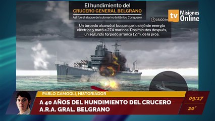 40 aniversario del hundimiento crucero A.R.A General Belgrano. Entrevista a Pablo Camogli, historiador.