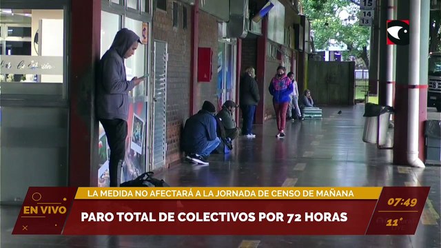 Paro total de colectivos por 72 horas. La medida no afectará a la jornada de censo de mañana.