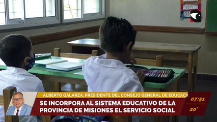 Se incorpora al sistema educativo de la provincia de Misiones el servicio social