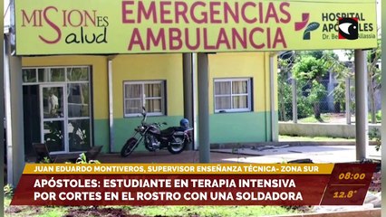 Adolescente se cortó el rostro con una soldadora en Apóstoles: el estudiante está en terapia intensiva    Juan Eduardo Montiveros, Supervisor de enseñanza técnica zona sur de la provincia de Misiones