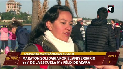 Maratón solidaria por el aniversario 135 de la escuela n°1 Félix de Azara. Móvil desde el Balneario El Brete de Posadas