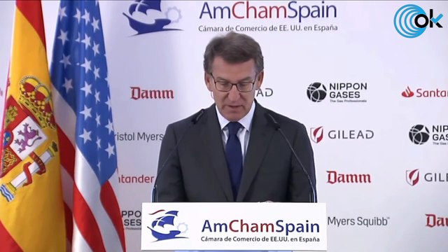 Alberto Núñez Feijóo interviene en un almuerzo informativo organizado por AmChampain