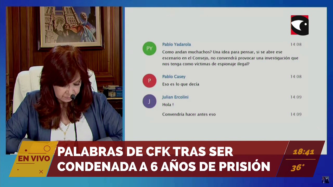 Habla Cristina Kirchner.