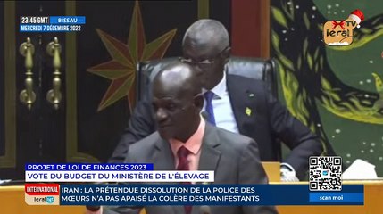 PROJET DE LOI DE FINANCES 2023: Vote du budget du ministère de l'élevage