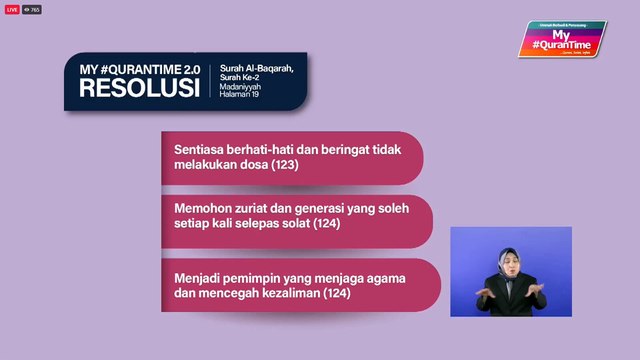 [LIVE] Episod 62 My #QuranTime 2.0 Surah Al-Baqarah (2: 123-124) Halaman 19 My #QuranTime #QuranSolatInfak World #QuranHour