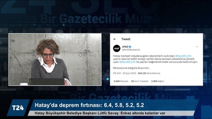 #CANLI | Hatay Defne merkezli 6.4 ve 5.5 büyüklüğünde iki deprem