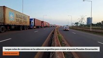 Largas colas de camiones en la cabecera argentina para cruzar el puente Posadas-Encarnación