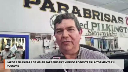 Largas filas para cambiar parabrisas y vidrios rotos tras la tormenta en Posadas