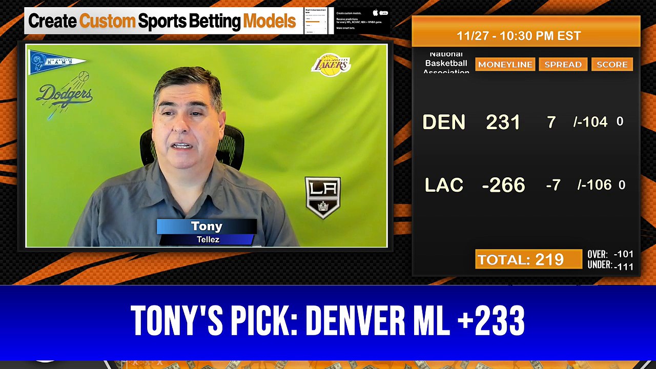 Predictive Modeling— NBA NFL Picks Tonys Picks 11-27-2023 - video ...