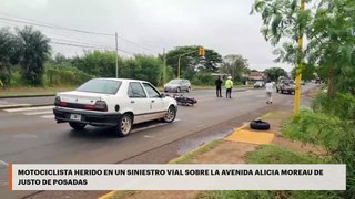 Motociclista herido en un siniestro vial sobre la avenida Alicia Moreau de Justo