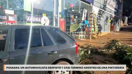 Posadas | Un automovilista despistó y casi terminó adentro de una pinturería