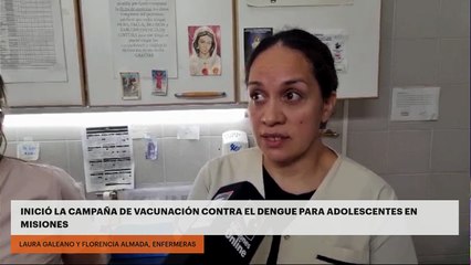 INICIÓ LA CAMPAÑA DE VACUNACIÓN CONTRA EL DENGUE PARA ADOLESCENTES EN MISIONES