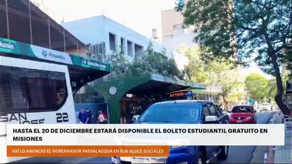 HASTA EL 20 DE DICIEMBRE ESTARÁ DISPONIBLE EL BOLETO ESTUDIANTIL GRATUITO EN MISIONES