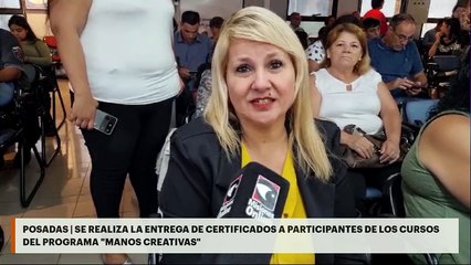 Posadas | Se realiza la entrega de certificados a participantes de los cursos del programa "Manos Creativas"