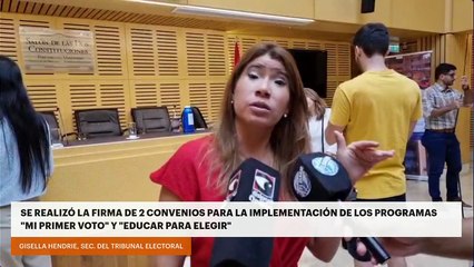 Se realizó la firma de 2 convenios para la implementación de los programas "Mi primer voto" y "Educar para elegir"