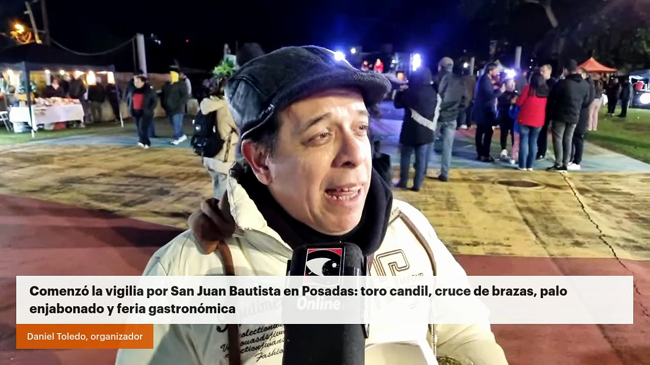 Comenzó la vigilia por San Juan Bautista en Posadas: toro candil, cruce de brazas, palo enjabonado y feria gastronómica