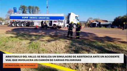 Aristóbulo del valle: se realiza un simulacro de asistencia ante un accidente vial que involucra un camión de cargas peligrosas