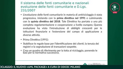 EVOLUZIONE DELLA NORMATIVA ANTIRICICLAGGIO: IL NUOVO «AML PACKAGE»
