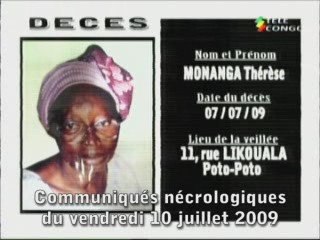 Communiqués nécrologiques du 10-07-09