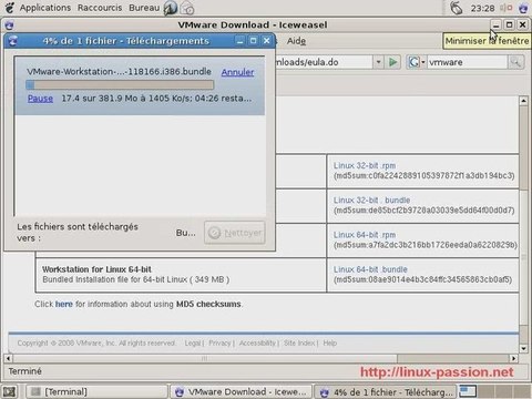 Installation de vmware workstation sous debian etch.