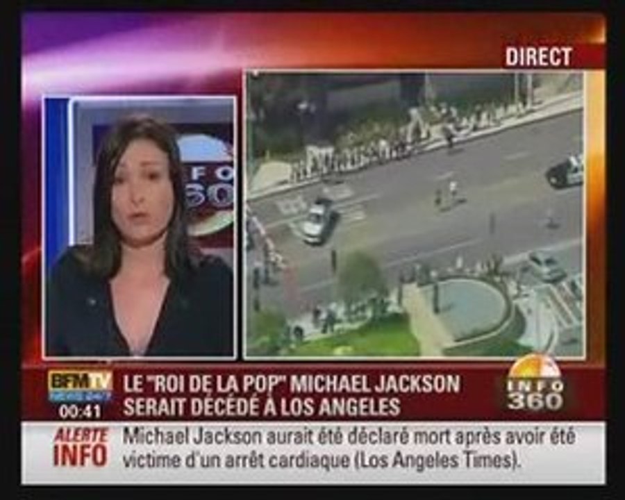 Décès de MICHAEL JACKSON "THE KING OF THE POP". BFM TV.
