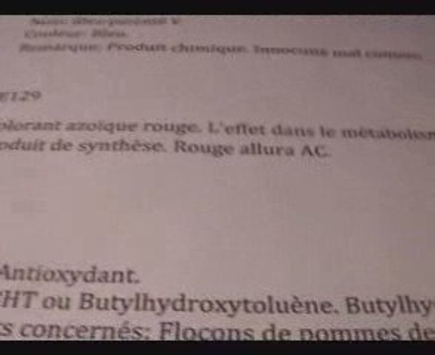 LLP additifs alimentaires poisons Chewing gums