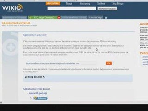 Installation - Bouton d'abonnement universel RSS - Over-Blog
