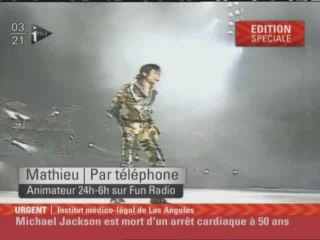 Fun Radio sur I Télé pour la disparition de Michael JACKSON
