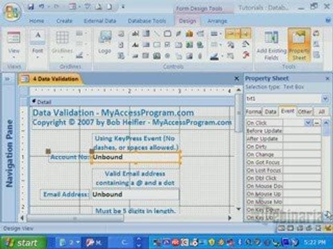 Data Validation code for Microsoft Access forms