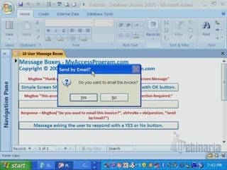 Create Microsoft Access Pop Up User Message Boxes